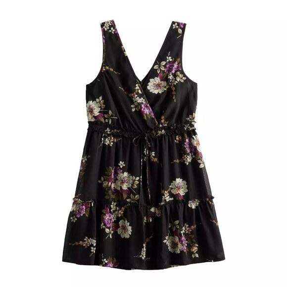 Speechless Black Floral Sleeveless Skater Dress Size XL - Picture 5 of 7